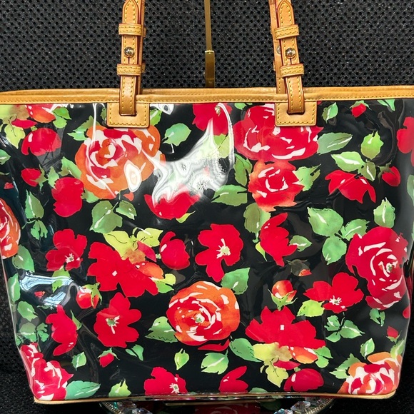 Dooney & Bourke Floral Tote Bag - Black and Red Approx. 19 x 11 x 6.5 - Picture 3 of 17